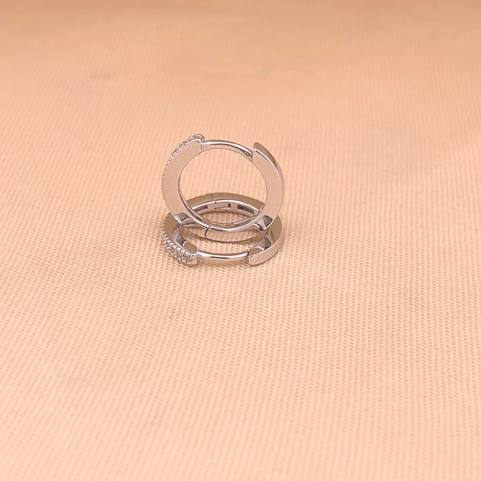 Sparkle Huggie Earrings (Pure Silver) - Silver